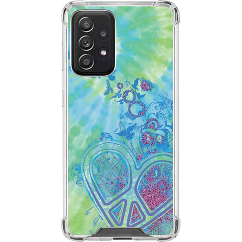 Liquid Blue Tie Dye Peace Heart Galaxy A52 5G Clear Case