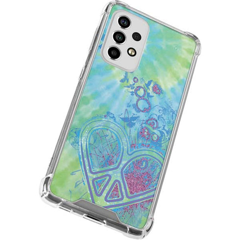 Liquid Blue Tie Dye Peace Heart Galaxy A53 5G Clear Case