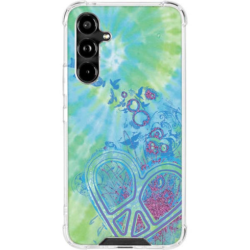 Liquid Blue Tie Dye Peace Heart Galaxy A54 5G Clear Case