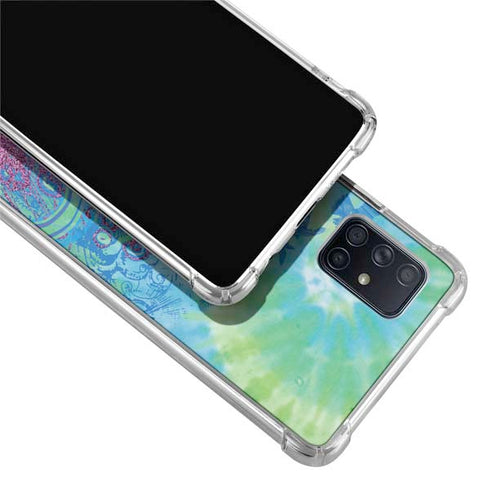 Liquid Blue Tie Dye Peace Heart Galaxy A71 5G Clear Case