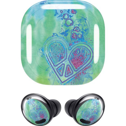 Liquid Blue Tie Dye Peace Heart Galaxy Buds Pro Skin