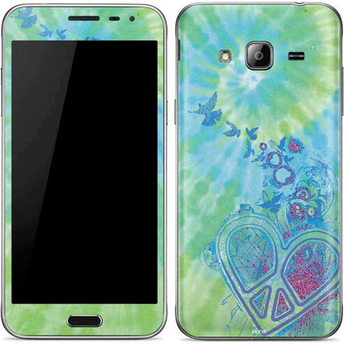 Liquid Blue Tie Dye Peace Heart Galaxy J3 Skin