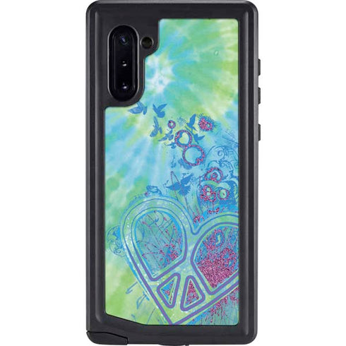 Liquid Blue Tie Dye Peace Heart Galaxy Note 10 Waterproof Case