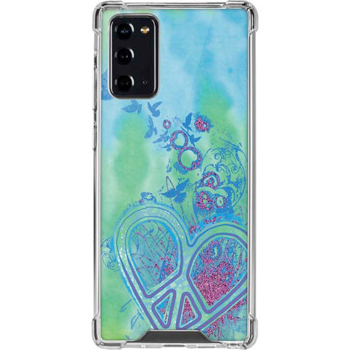 Liquid Blue Tie Dye Peace Heart Galaxy Note20 5G Clear Case