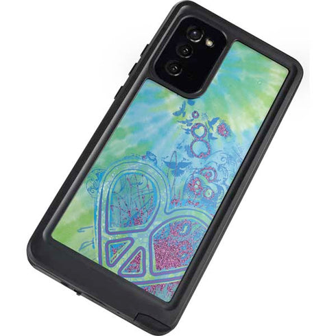 Liquid Blue Tie Dye Peace Heart Galaxy Note20 5G Waterproof Case