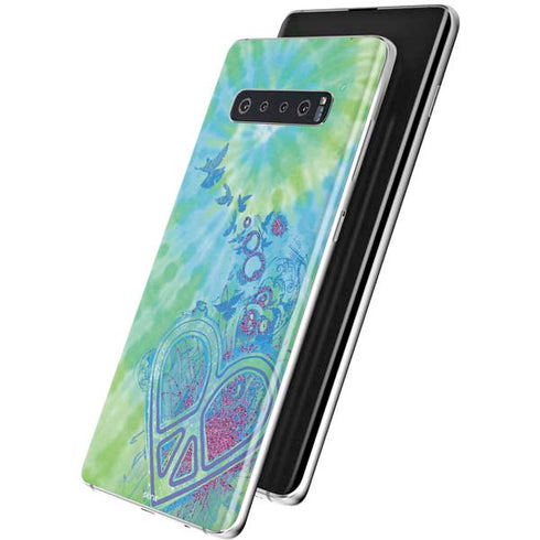 Liquid Blue Tie Dye Peace Heart Galaxy S10 Plus Skin