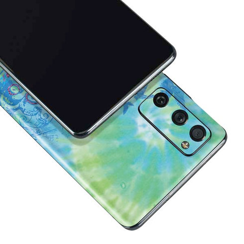 Liquid Blue Tie Dye Peace Heart Galaxy S20 Fan Edition Skin