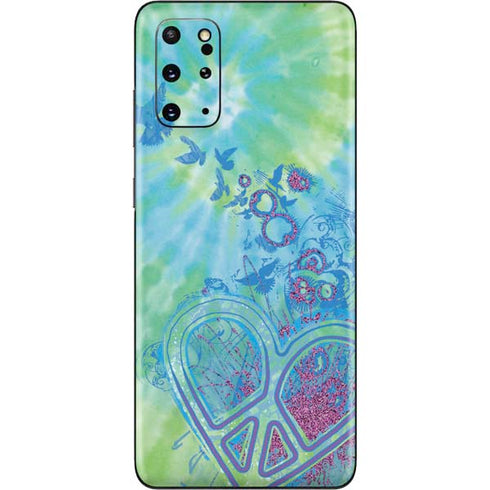 Liquid Blue Tie Dye Peace Heart Galaxy S20 Plus Skin