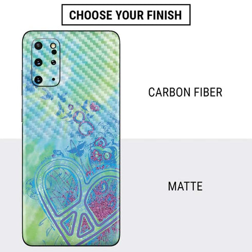 Liquid Blue Tie Dye Peace Heart Galaxy S20 Plus Skin