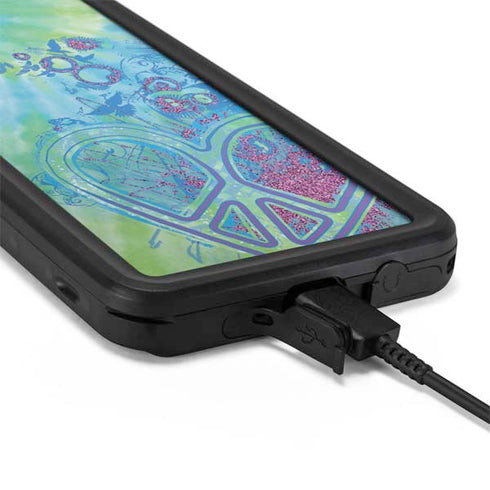 Liquid Blue Tie Dye Peace Heart Galaxy S20 Plus Waterproof Case