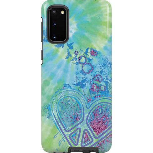 Liquid Blue Tie Dye Peace Heart Galaxy S20 Pro Case