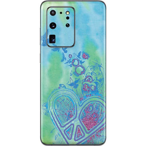 Liquid Blue Tie Dye Peace Heart Galaxy S20 Ultra 5G Skin