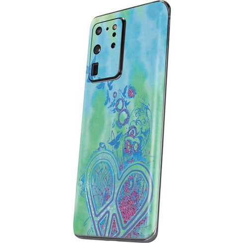 Liquid Blue Tie Dye Peace Heart Galaxy S20 Ultra 5G Skin