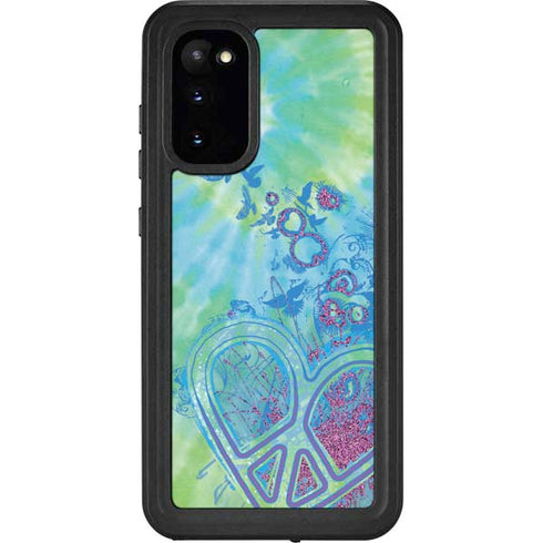Liquid Blue Tie Dye Peace Heart Galaxy S20 Waterproof Case