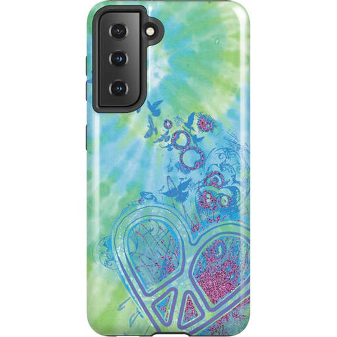 Liquid Blue Tie Dye Peace Heart Galaxy S21 5G Pro Case