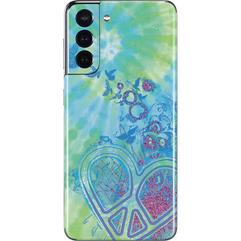 Liquid Blue Tie Dye Peace Heart Galaxy S21 5G Skin