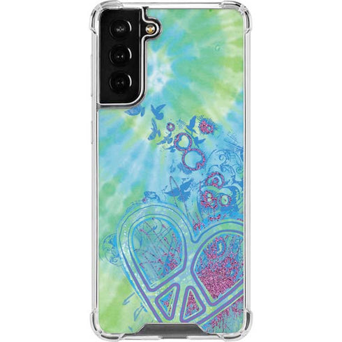 Liquid Blue Tie Dye Peace Heart Galaxy S21 FE Clear Case