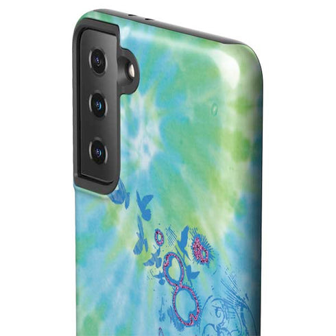 Liquid Blue Tie Dye Peace Heart Galaxy S21 Plus 5G Pro Case