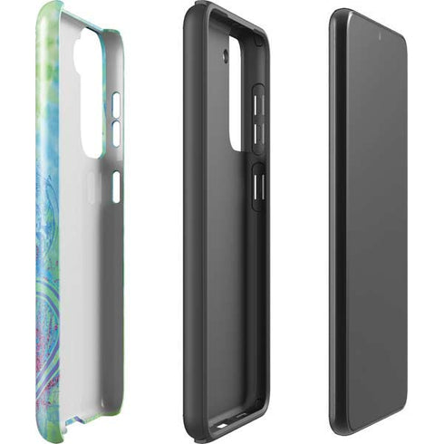 Liquid Blue Tie Dye Peace Heart Galaxy S21 Plus 5G Pro Case
