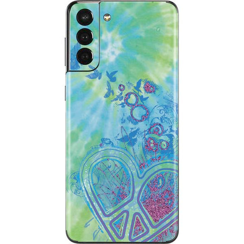 Liquid Blue Tie Dye Peace Heart Galaxy S21 Plus 5G Skin