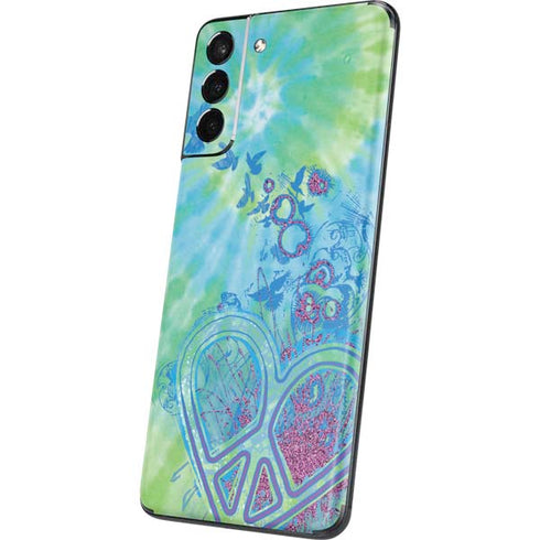 Liquid Blue Tie Dye Peace Heart Galaxy S21 Plus 5G Skin
