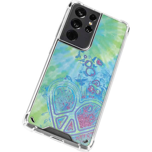 Liquid Blue Tie Dye Peace Heart Galaxy S21 Ultra 5G Clear Case