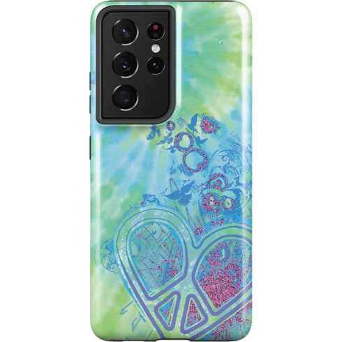 Liquid Blue Tie Dye Peace Heart Galaxy S21 Ultra 5G Pro Case