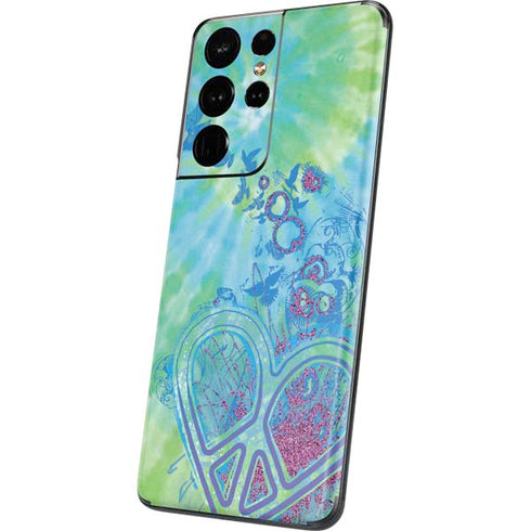Liquid Blue Tie Dye Peace Heart Galaxy S21 Ultra 5G Skin