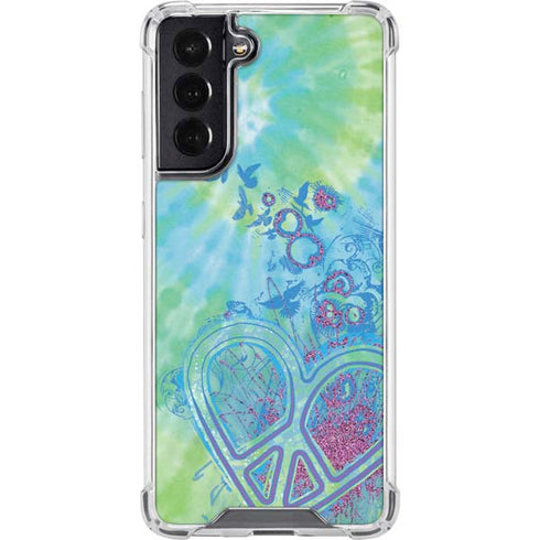 Liquid Blue Tie Dye Peace Heart Galaxy S22 Clear Case