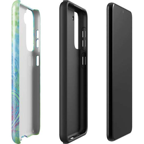 Liquid Blue Tie Dye Peace Heart Galaxy S22 Plus Pro Case