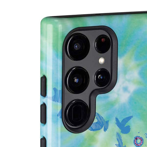 Liquid Blue Tie Dye Peace Heart Galaxy S22 Ultra Pro Case