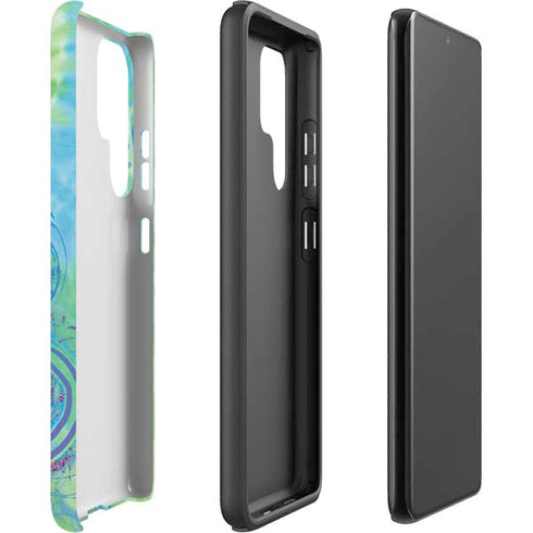 Liquid Blue Tie Dye Peace Heart Galaxy S22 Ultra Pro Case