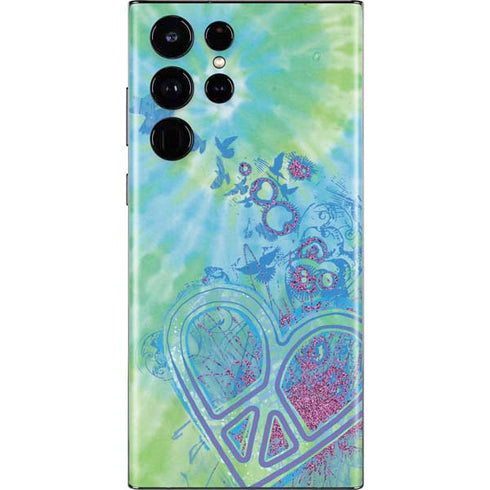Liquid Blue Tie Dye Peace Heart Galaxy S22 Ultra Skin