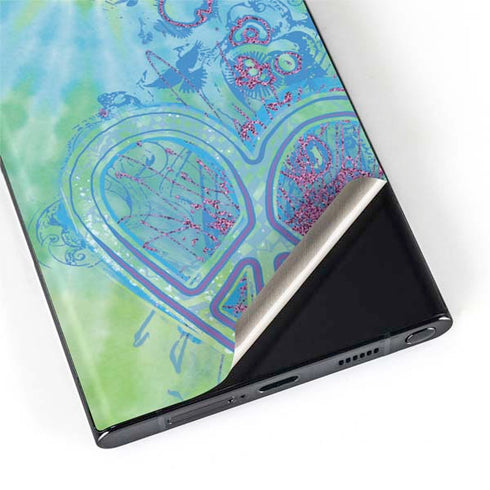 Liquid Blue Tie Dye Peace Heart Galaxy S22 Ultra Skin