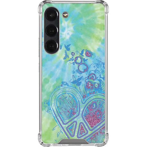 Liquid Blue Tie Dye Peace Heart Galaxy S23 Clear Case