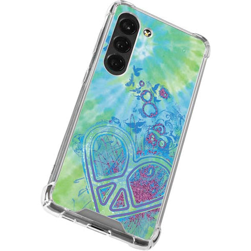 Liquid Blue Tie Dye Peace Heart Galaxy S23 Clear Case