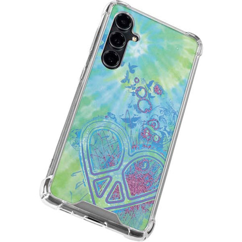 Liquid Blue Tie Dye Peace Heart Galaxy S23 FE Clear Case