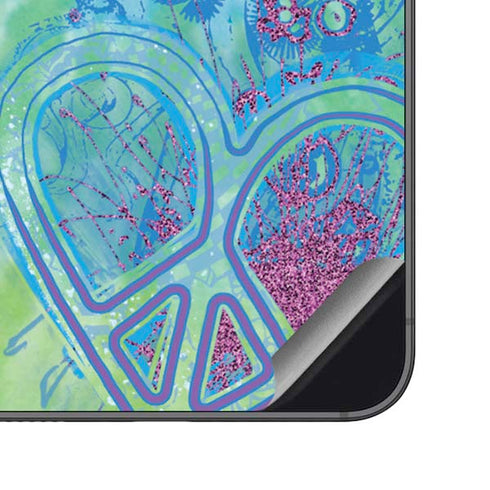 Liquid Blue Tie Dye Peace Heart Galaxy S23 FE Skin