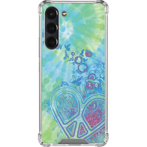 Liquid Blue Tie Dye Peace Heart Galaxy S23 Plus Clear Case