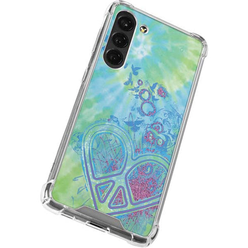 Liquid Blue Tie Dye Peace Heart Galaxy S23 Plus Clear Case
