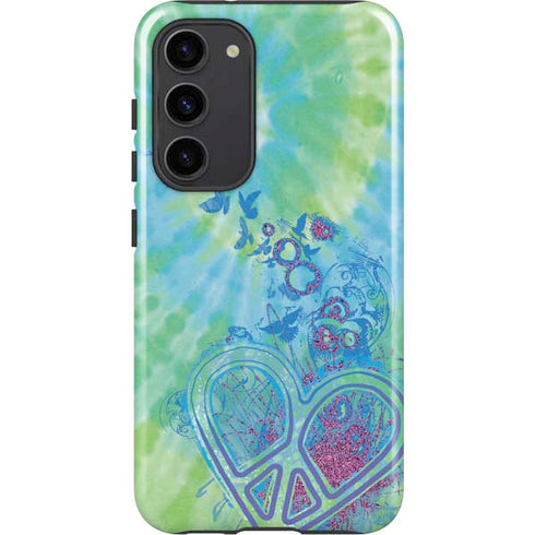 Liquid Blue Tie Dye Peace Heart Galaxy S23 Plus Pro Case