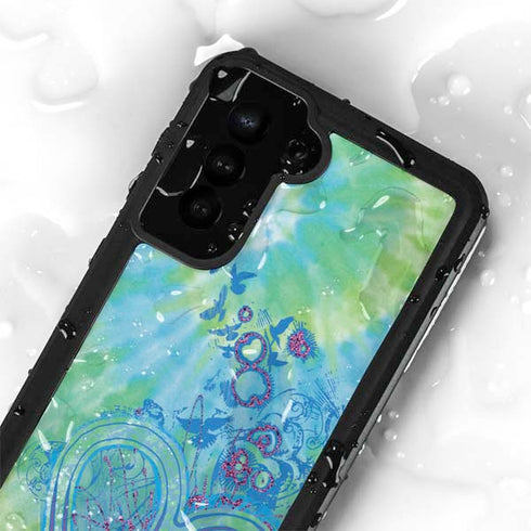 Liquid Blue Tie Dye Peace Heart Galaxy S23 Plus Waterproof Case