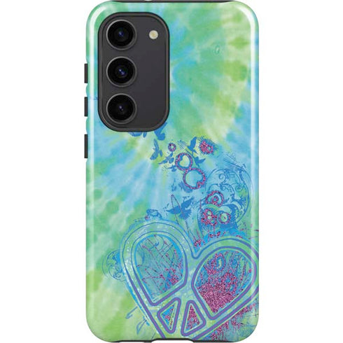 Liquid Blue Tie Dye Peace Heart Galaxy S23 Pro Case