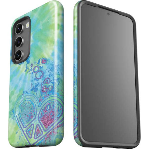 Liquid Blue Tie Dye Peace Heart Galaxy S23 Pro Case