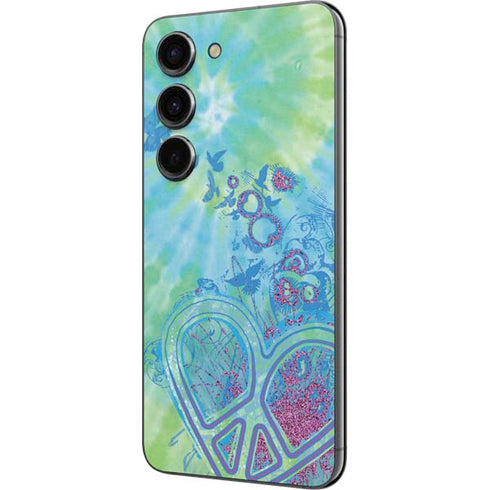 Liquid Blue Tie Dye Peace Heart Galaxy S23 Skin