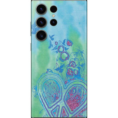 Liquid Blue Tie Dye Peace Heart Galaxy S23 Ultra Skin