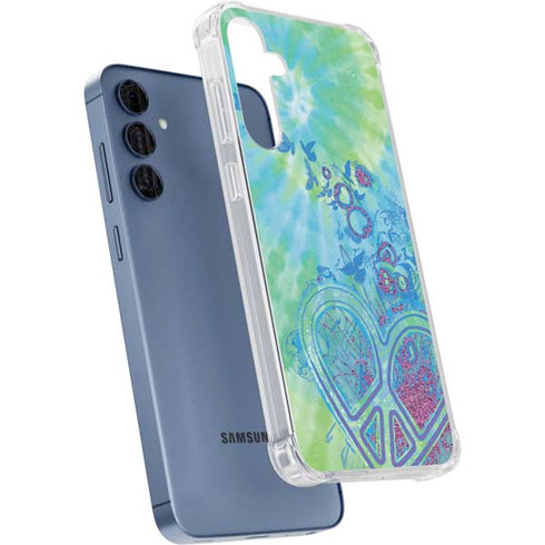 Liquid Blue Tie Dye Peace Heart Galaxy S24 Clear Case