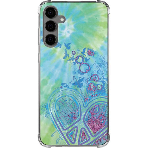 Liquid Blue Tie Dye Peace Heart Galaxy S24 Plus Clear Case