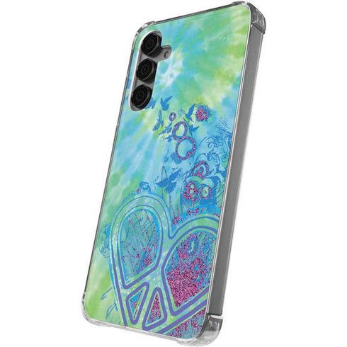 Liquid Blue Tie Dye Peace Heart Galaxy S24 Plus Clear Case