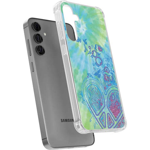 Liquid Blue Tie Dye Peace Heart Galaxy S24 Plus Clear Case